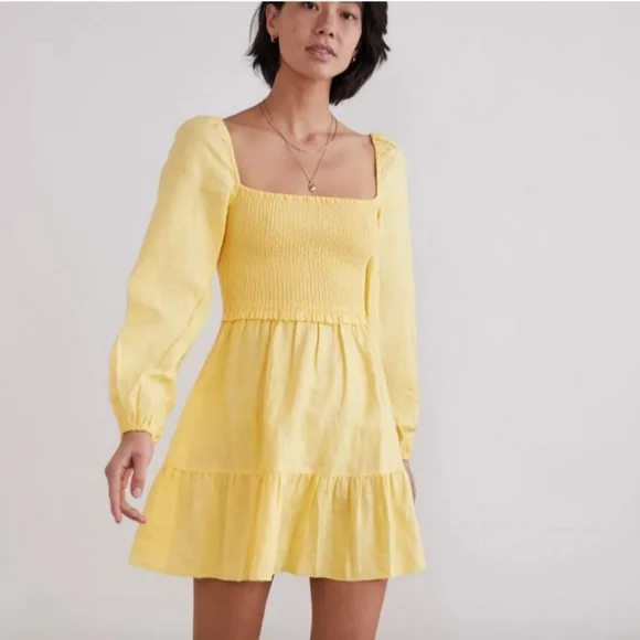 Aritzia | Dresses | Yellow Tempest Linen Dress Wilfred | Poshmark